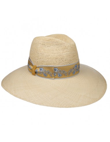 Reverse Crown Flower Straw Hat by Borsalino de pas cher