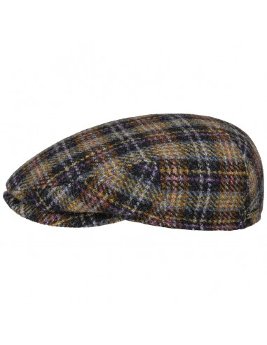 Kent Check Harris Tweed Flat Cap by Stetson pas cher chine