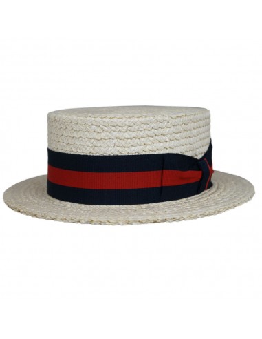 Capas Italian Boater Stiff Straw Hat une grave pollution 