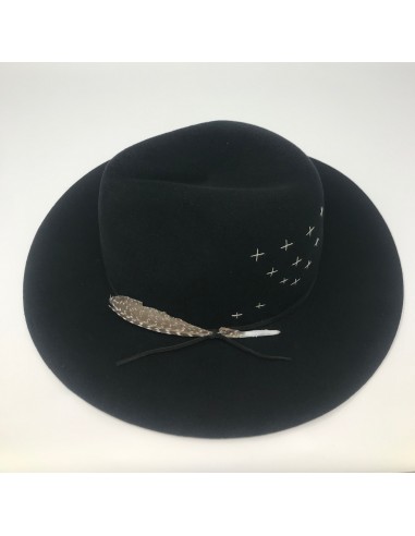 BROOKLYN FEDORA BLACK w/ EMBROIDERY français