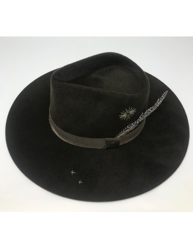 VERONA FEDORA in OLIVE WITH EMBROIDERY soldes