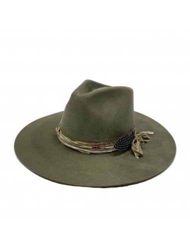 VERONA FEDORA IN PALE OLIVE WITH VINTAGE SILK en ligne