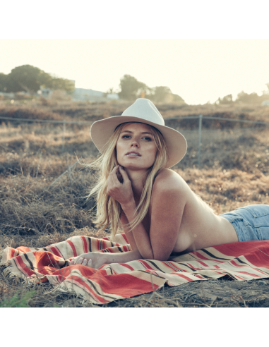 BROOKLYN FEDORA NAVAJO WHITE w/ vintage silks soldes