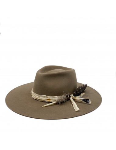 MONTANA FEDORA ALMOND w/ vintage silk wrap 50-70% off 