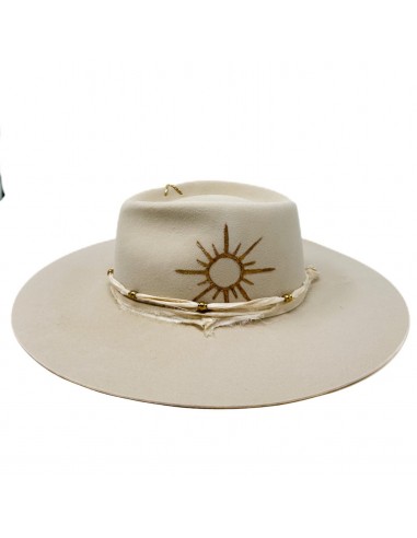 MONTANA wide brim fedora cream with painted sun 2023