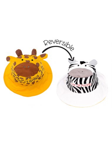 Reversible Baby & Kids Sun Hat - Giraffe & Zebra la livraison gratuite