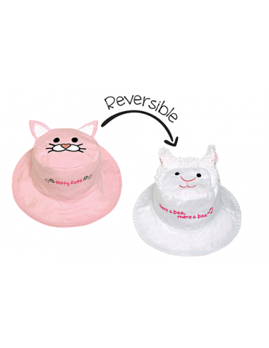 Reversible Baby & Kids Sun Hat - Kitten & Lamb est présent 