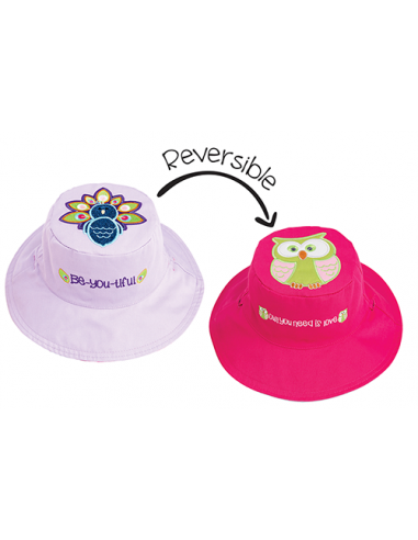 Reversible Baby & Kids Sun Hat - Peacock & Owl à prix réduit toute l'année