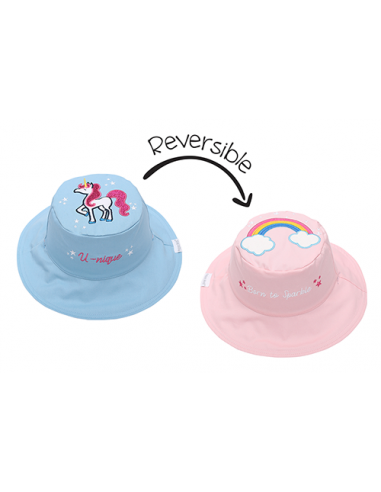 Reversible Baby & Kids Sun Hat - Rainbow & Unicorn est présent 