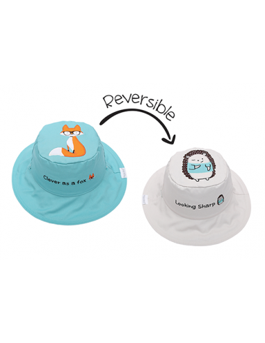 Reversible Baby & Kids Sun Hat - Fox & Hedgehog soldes