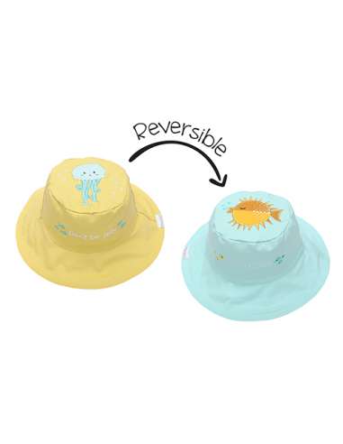 Reversible Baby & Kids Sun Hat - Fish & Jellyfish shop