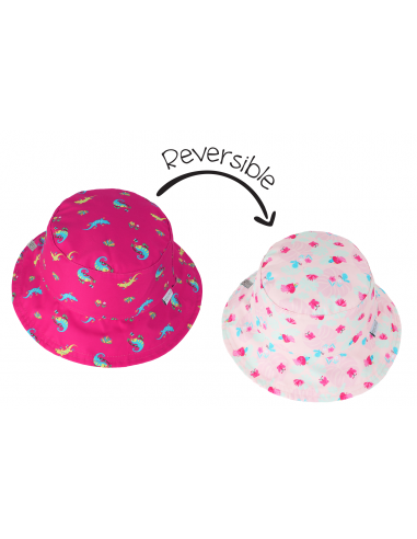 Reversible Baby & Kids Patterned Sun Hat - Pink Chameleon | Tropical Dans la société mordern