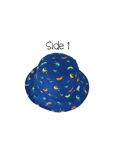 Reversible Baby & Kids Patterned Sun Hat - Blue Chameleon | Tropical rembourrage situé sous