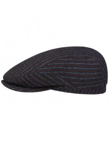 Woolen Stripe Driver Flat Cap by Stetson solde